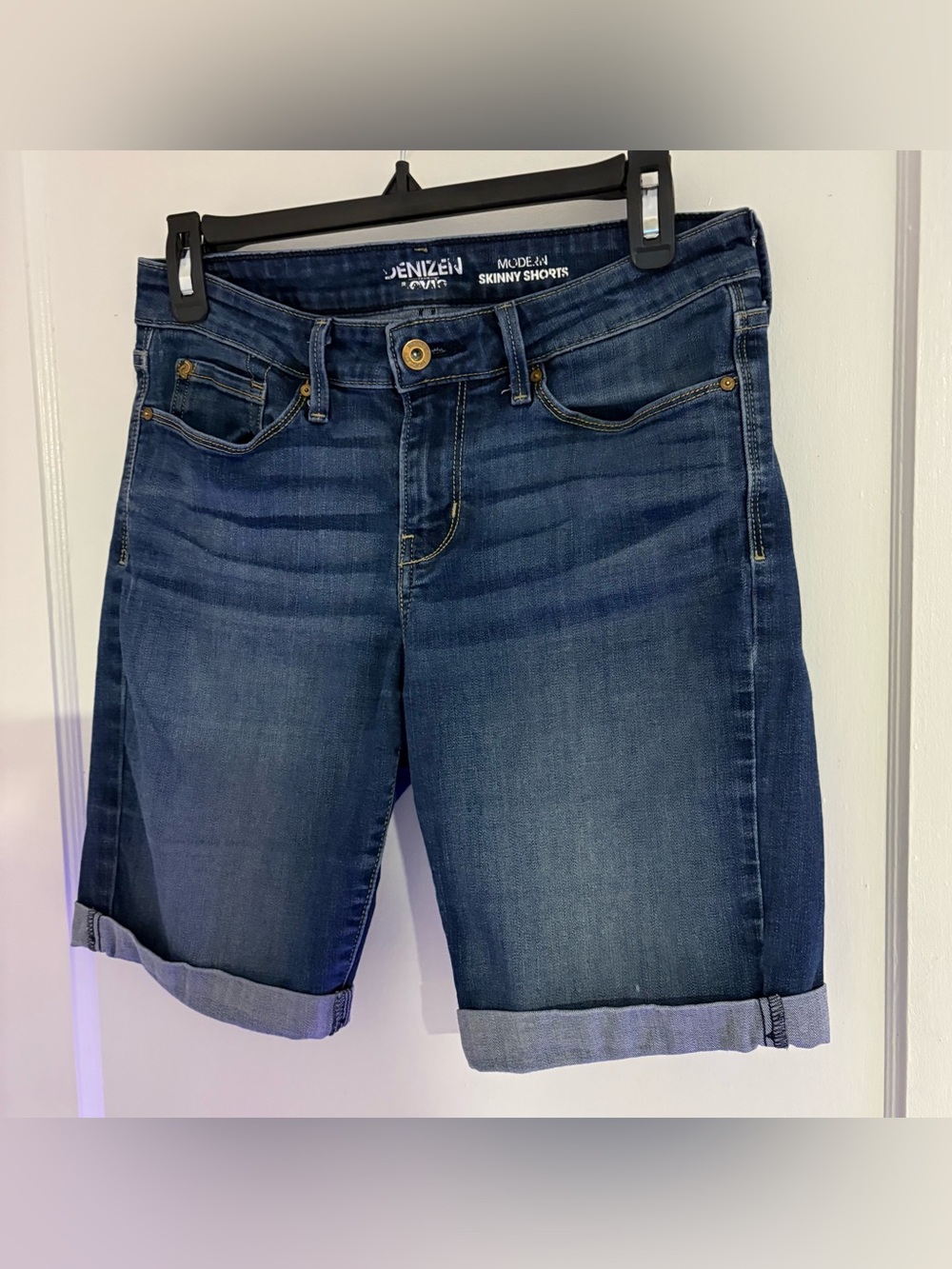 Denizen from Levi's Mid-Rise Dark Blue Denim Skinny Shorts